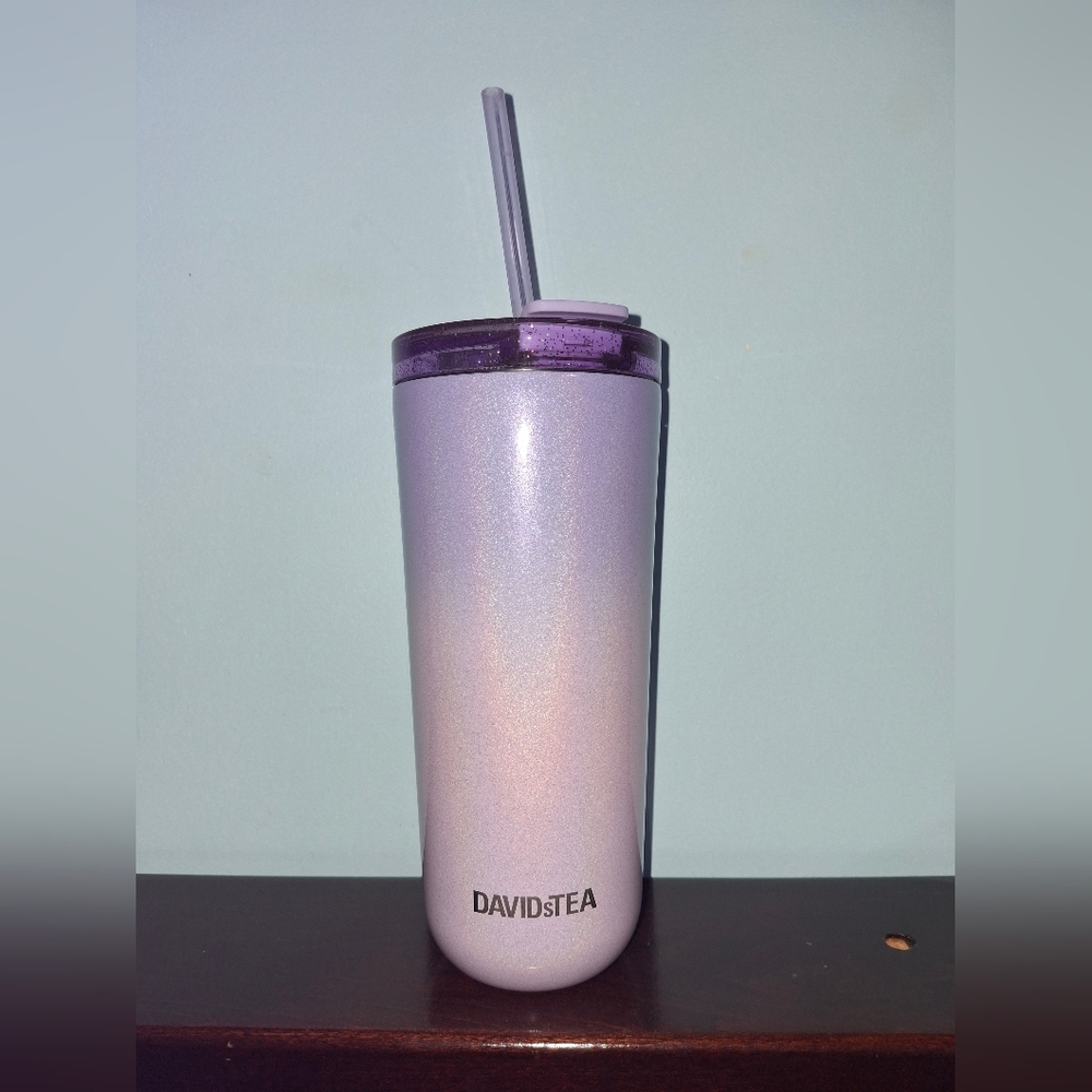 Holographic Purple Tumbler with Straw